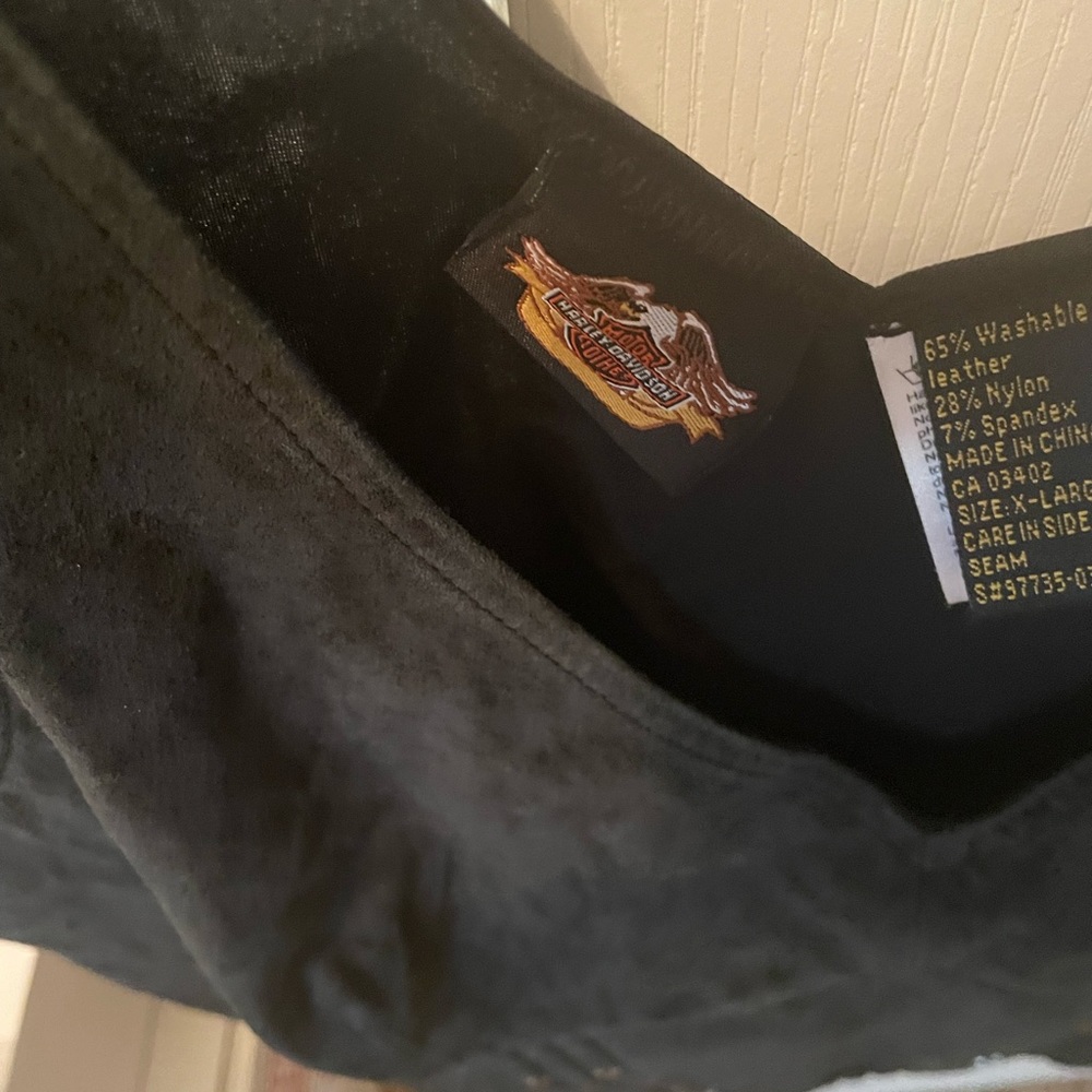 Black Soft Leather Harley Davidson Tank with Bling